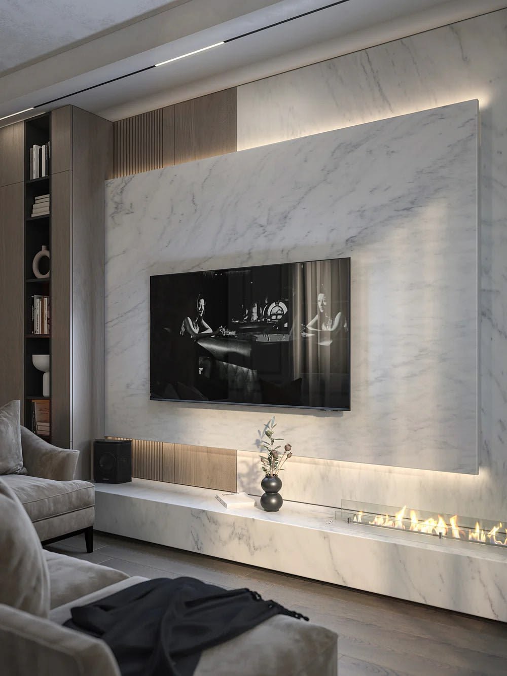 Thi công đá marble trắng thực tế tại biệt thự cao cấp