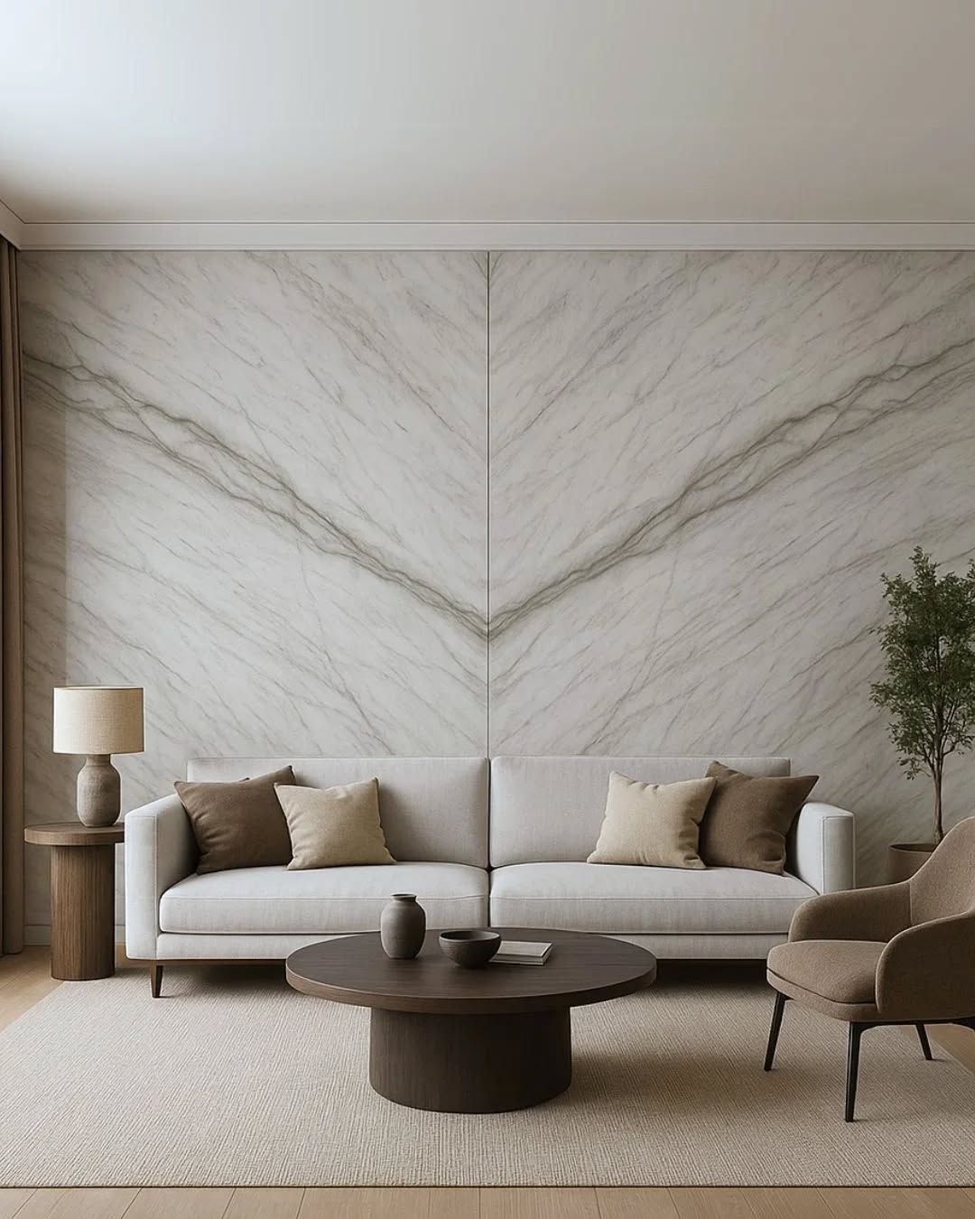 Đá granite ốp vách phòng khách biệt thự hoàn thiện