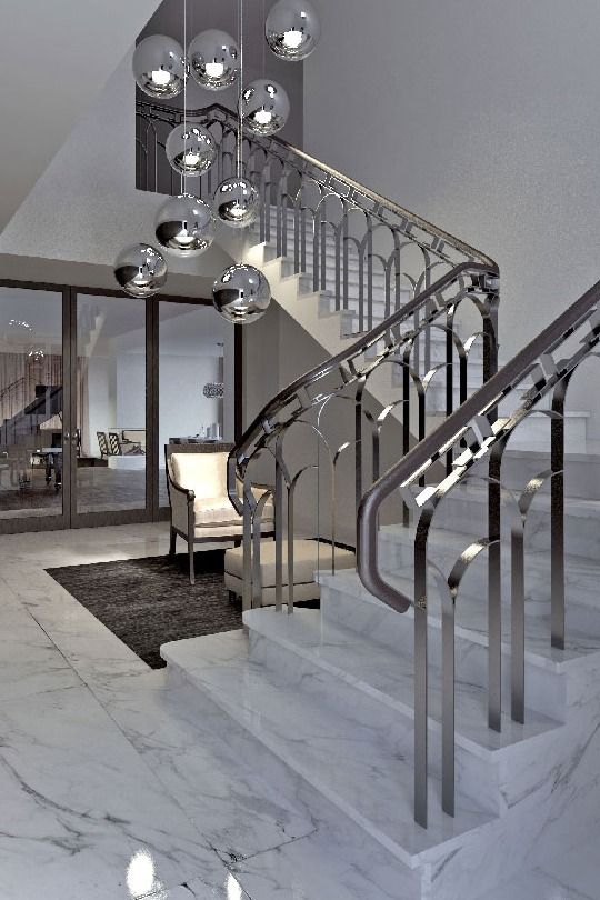 Đá marble cầu thang biệt thự hoàn thiện