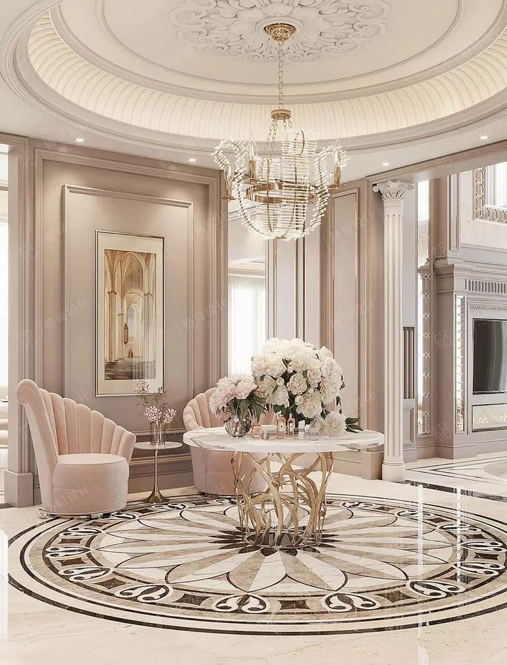 Đá marble lát sàn sảnh biệt thự hoàn thiện