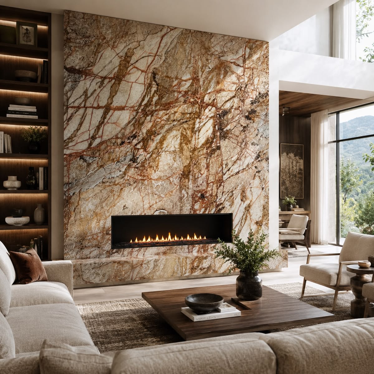 Thi Công Đá Marble Ốp Vách Phòng Khách Biệt Thự Cao Cấp