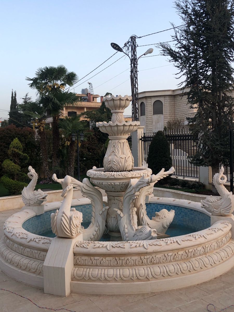 Đài phun nước đá granite marble limestone travertine cho sân vườn cao cấp