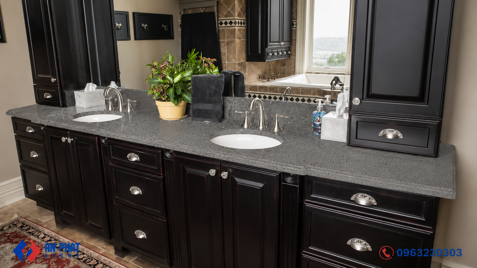 Đá Vicostone BC0217 làm bàn lavabo cao cấp
