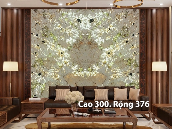 Tranh đá Apinus đối vân cao cấp cho vách tivi phòng khách