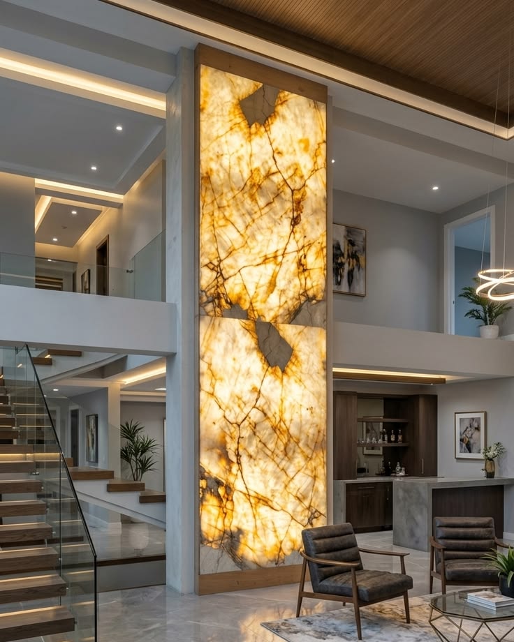Tranh đá tự nhiên ốp vách phòng khách sảnh biệt thự khách sạn showroom