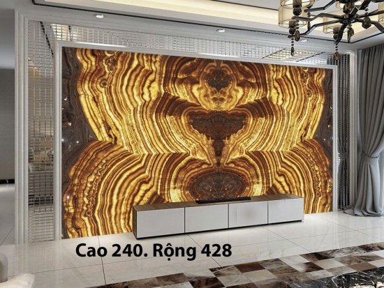 Vách tivi đá xuyên sáng giúp không gian phòng khách trở nên nổi bật và đẳng cấp Vách tivi đá xuyên sáng cao cấp cho phòng khách do Anphatstone thi công