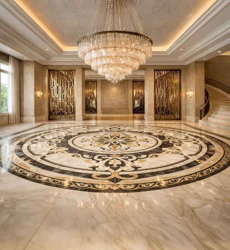 Sàn hoa văn đá marble biệt thự An Khánh Hoài Đức