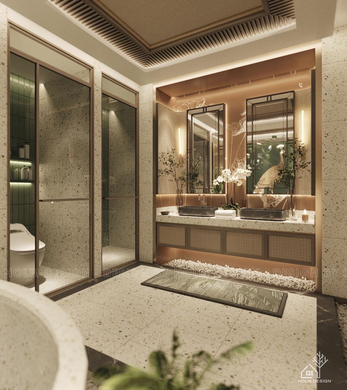 Mẫu đá ốp phòng tắm cao cấp trong không gian sang trọng